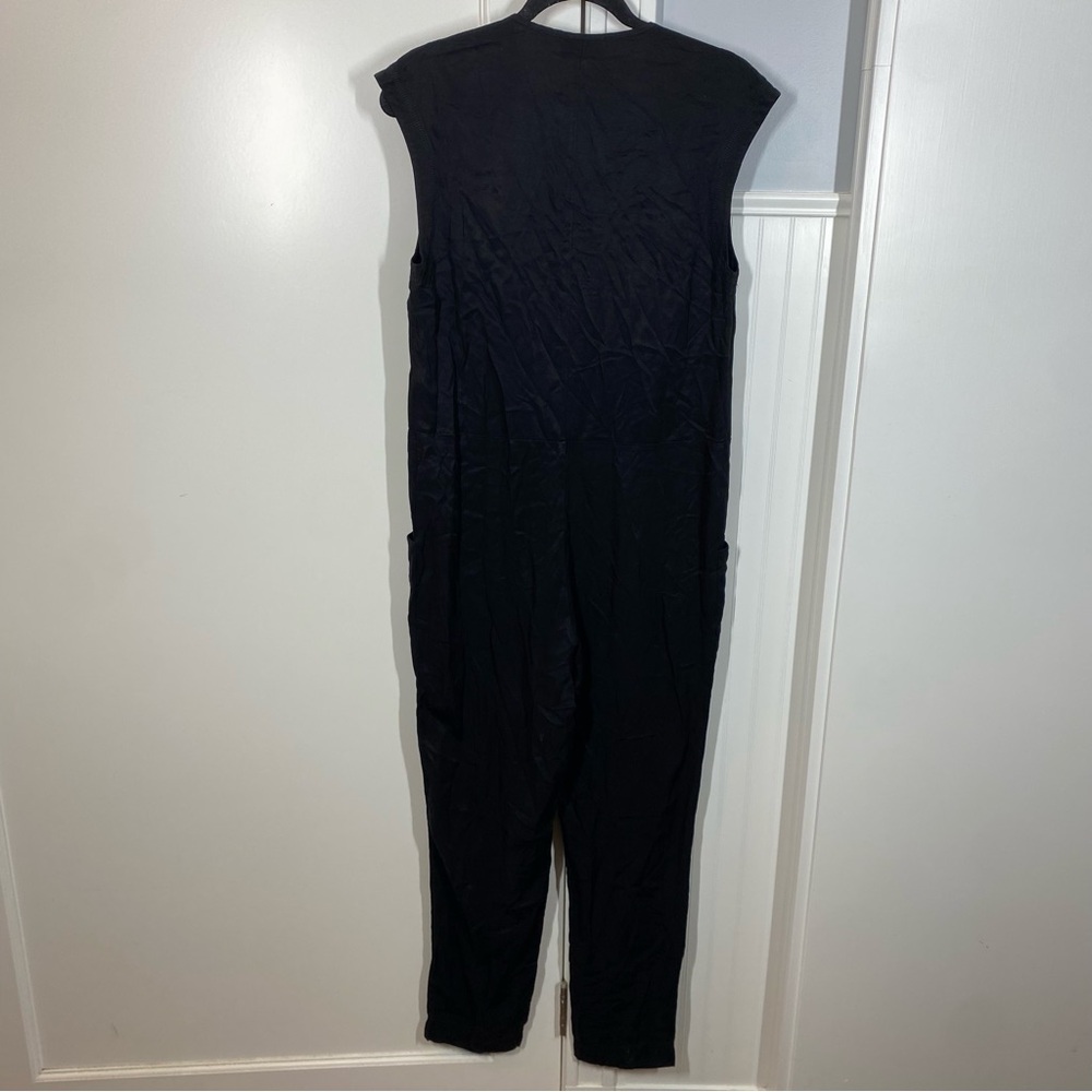The Kooples Sport black Satin Zip Jumpsuit size medium office‎ work business - Picture 4 of 8